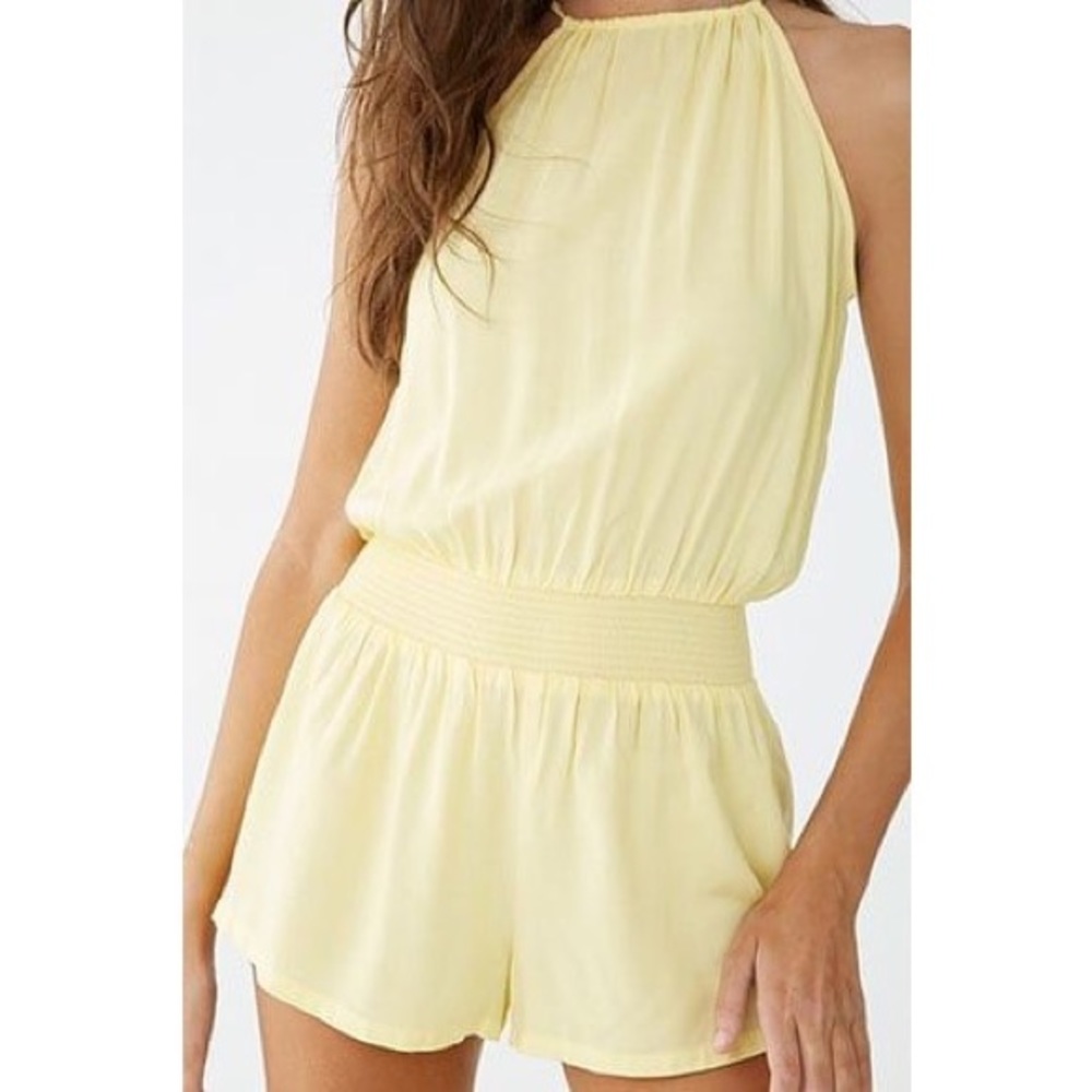 Forever 21 Pastel Yellow Romper - Size Small